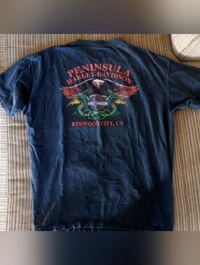 Vintage Harley-Davidson Navy Short Sleeve T‑Shirt with Multicolor Eagle Graphic